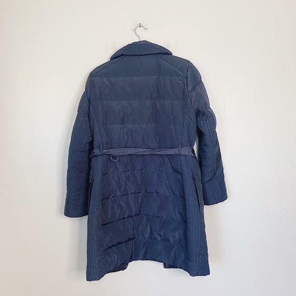 Lauren Ralph Lauren Slate Gray Belted Puffer Midi Winter Coat Jacket - Picture 3 of 6